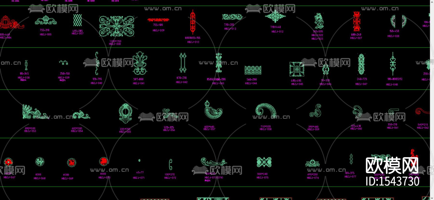 铁艺花纹cad图库下载（渲染图2）