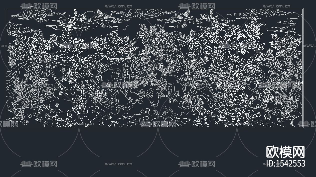 中式雕刻cad图库下载（渲染图4）