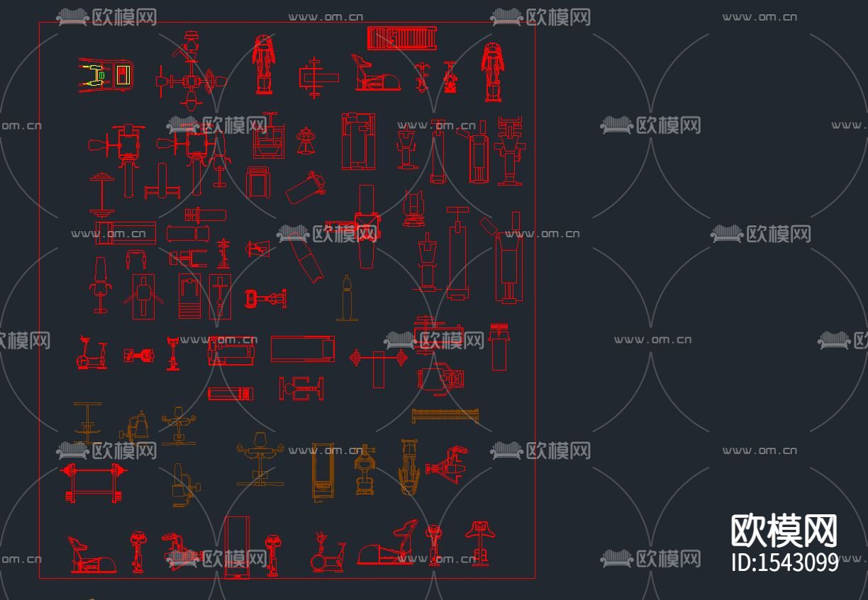 健身器材cad图库下载（渲染图4）