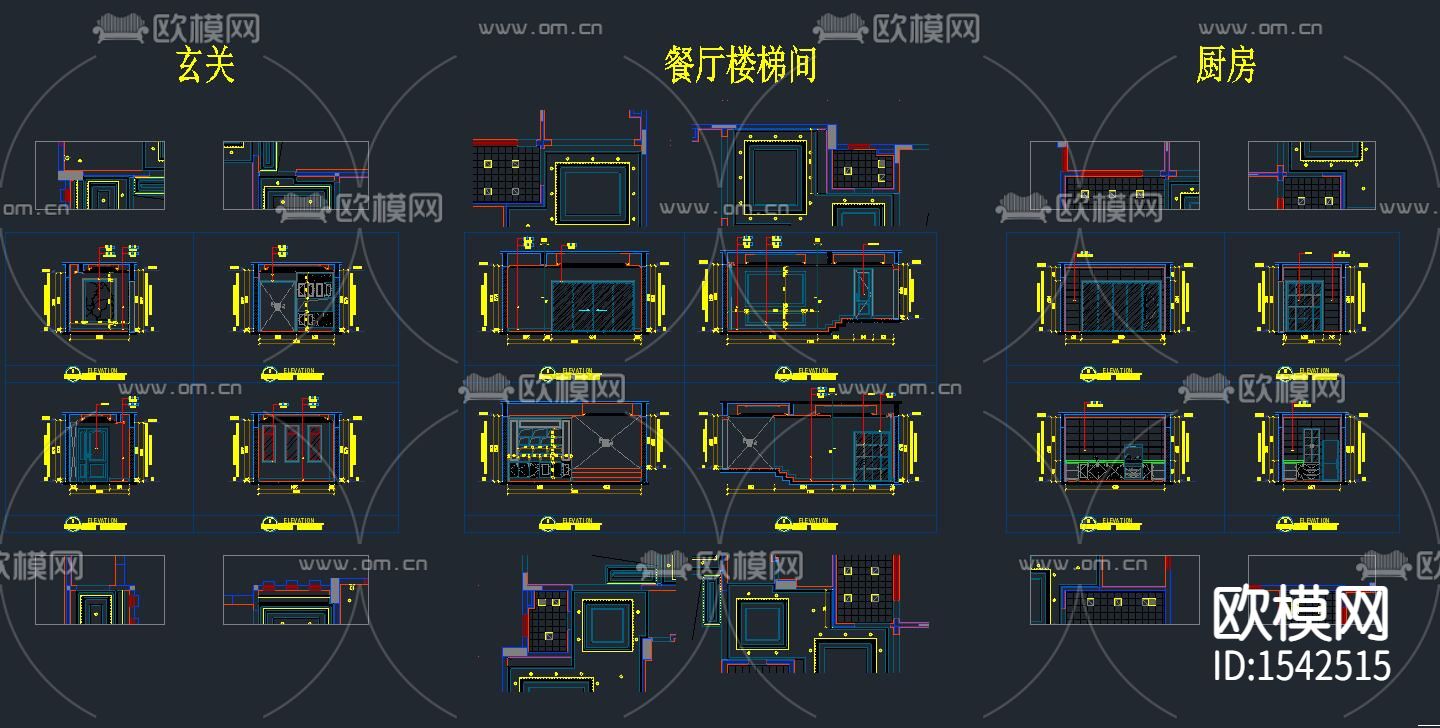 简欧别墅cad施工图下载（渲染图4）