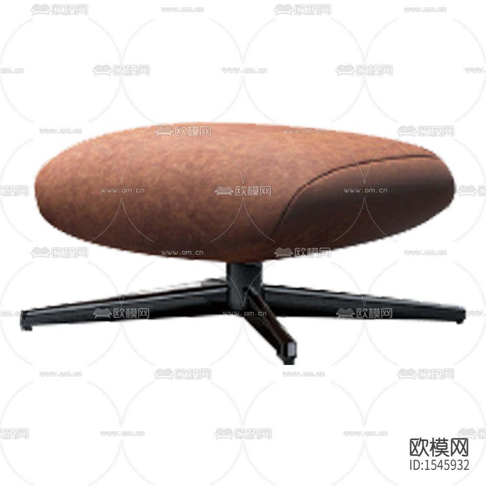 北欧简约黑色实木褐色布艺沙发凳