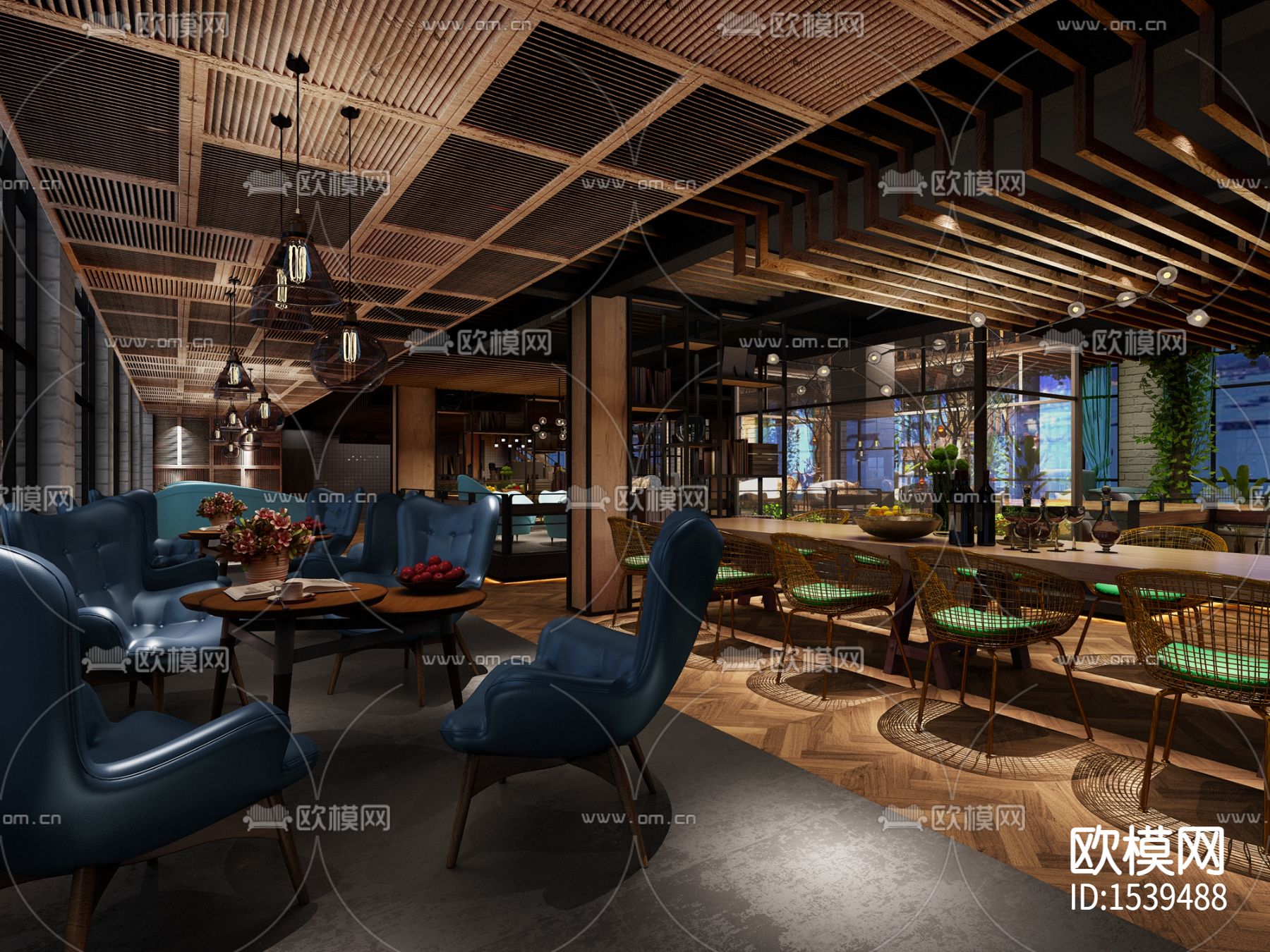 咖啡厅cad施工图下载（渲染图5）