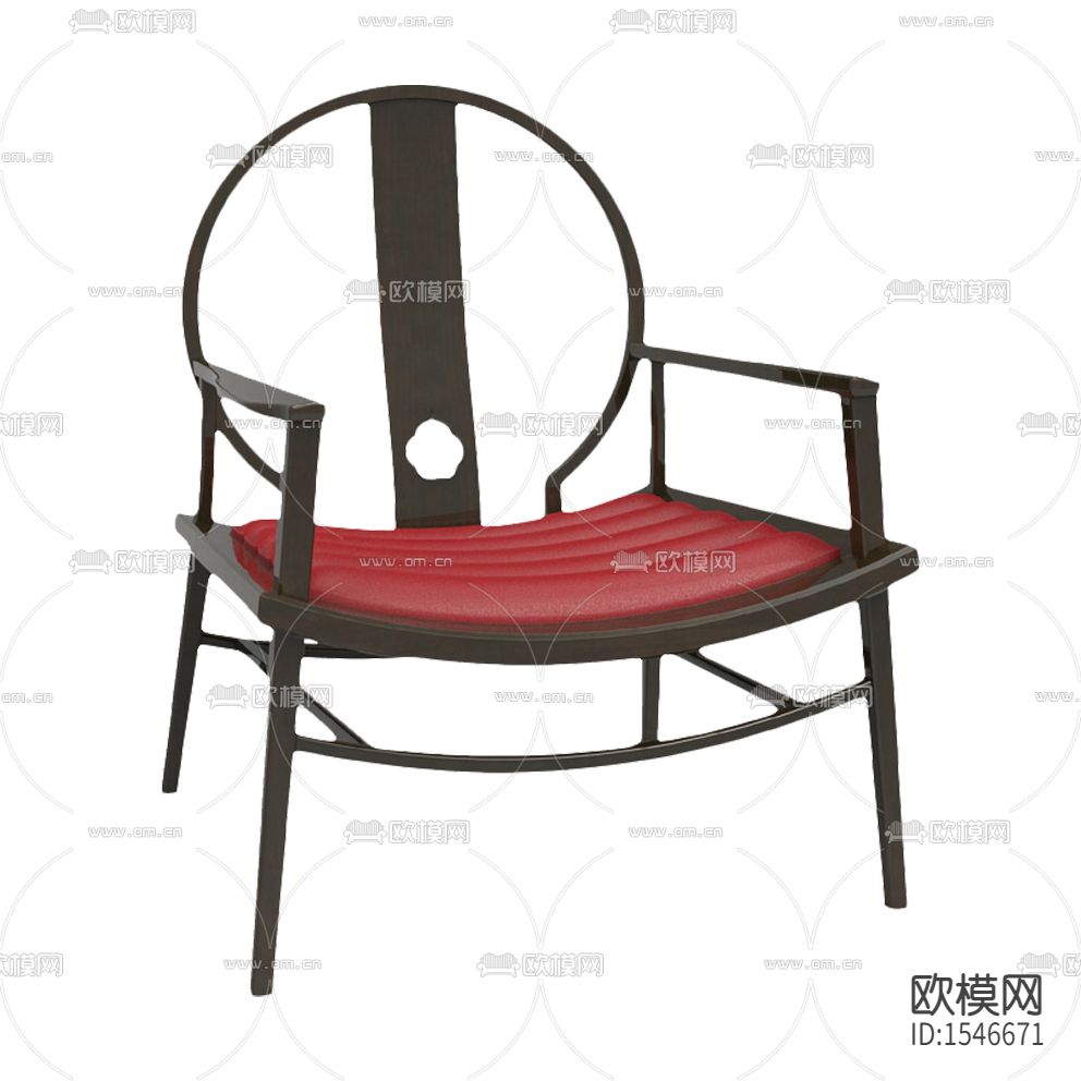 新中式古典禅意实木皮革休闲椅下载