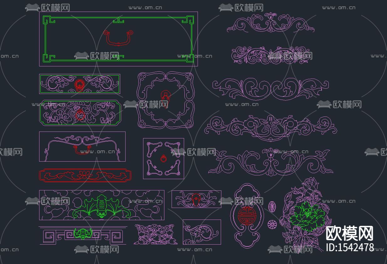 新中式绘图素材cad图库下载（渲染图3）