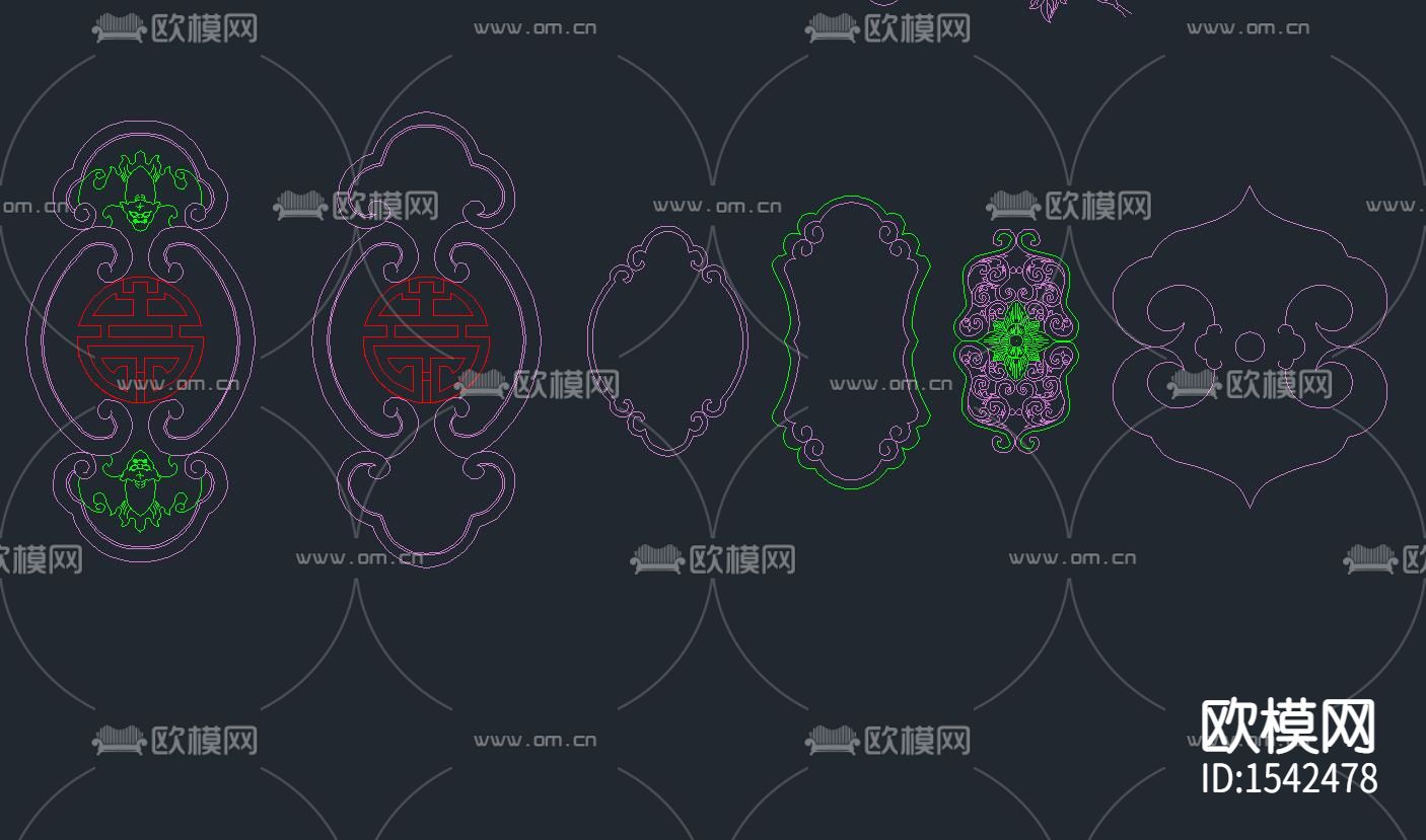 新中式绘图素材cad图库下载（渲染图2）
