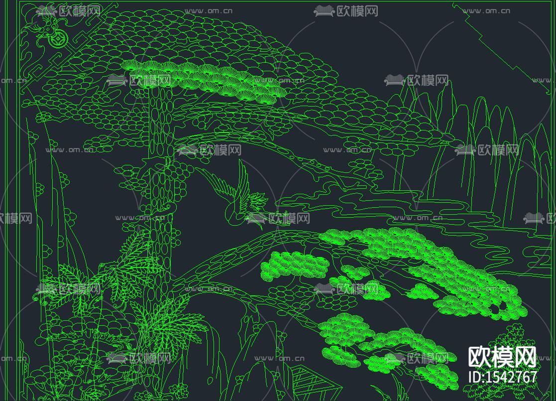 迎客松cad图库下载（渲染图1）