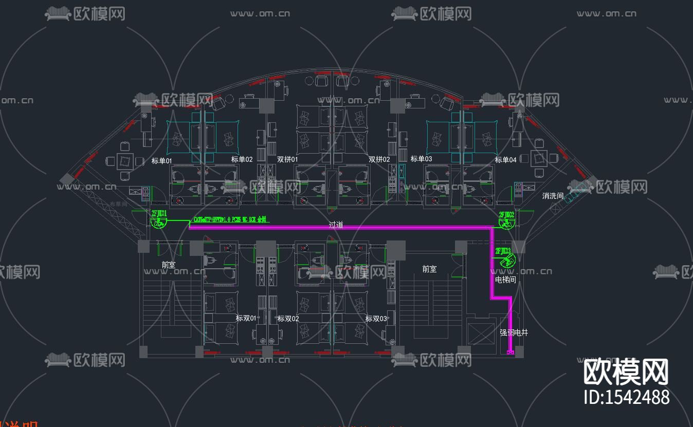 酒店监控cad施工图下载（渲染图6）