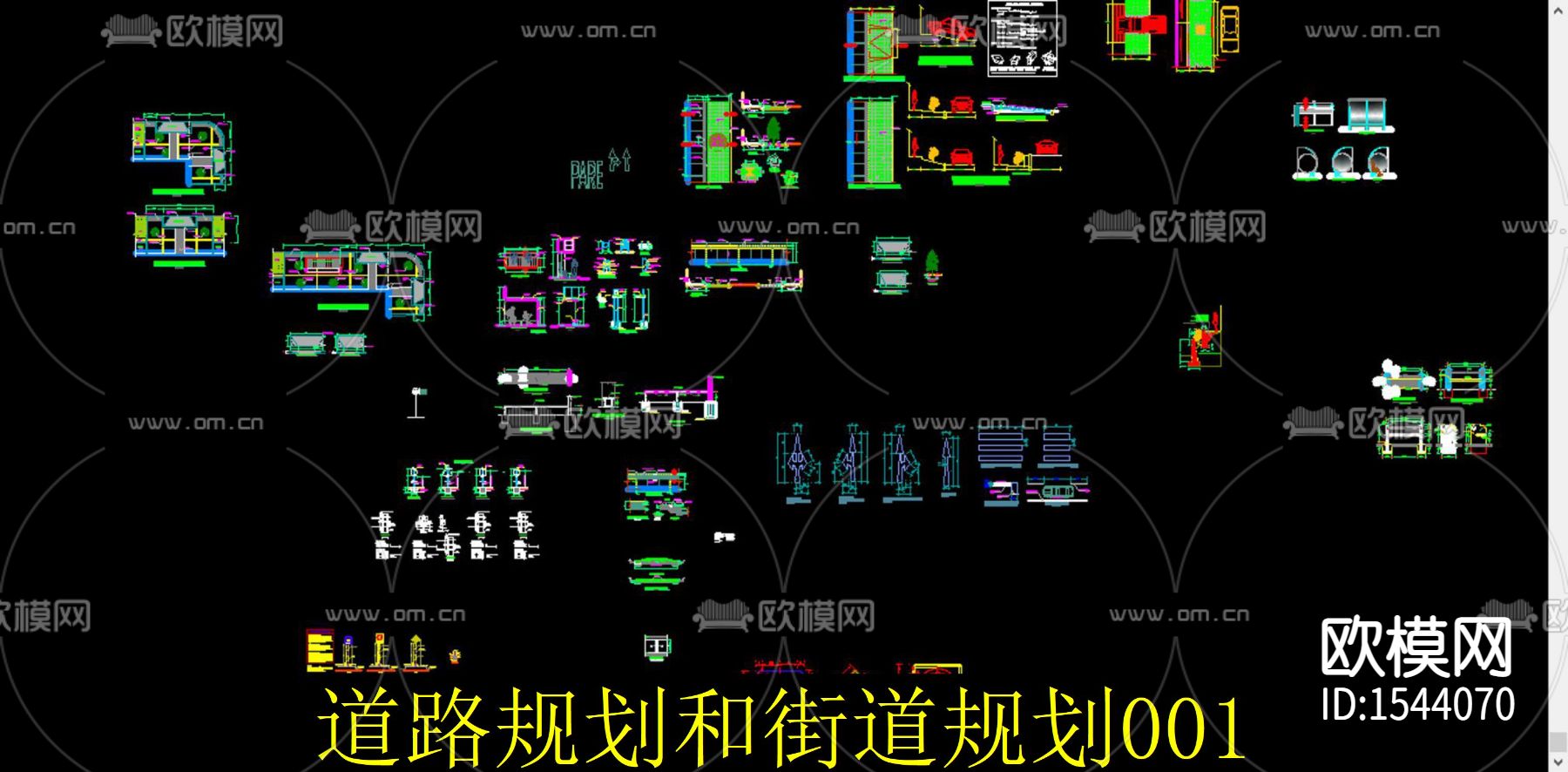 道路规划和街道规划景观cad施工图下载（渲染图1）