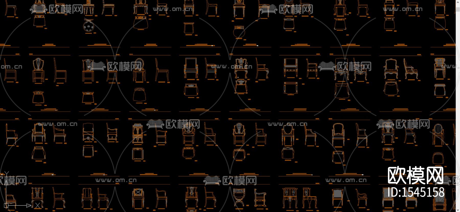 欧式古典家具cad图库下载（渲染图2）