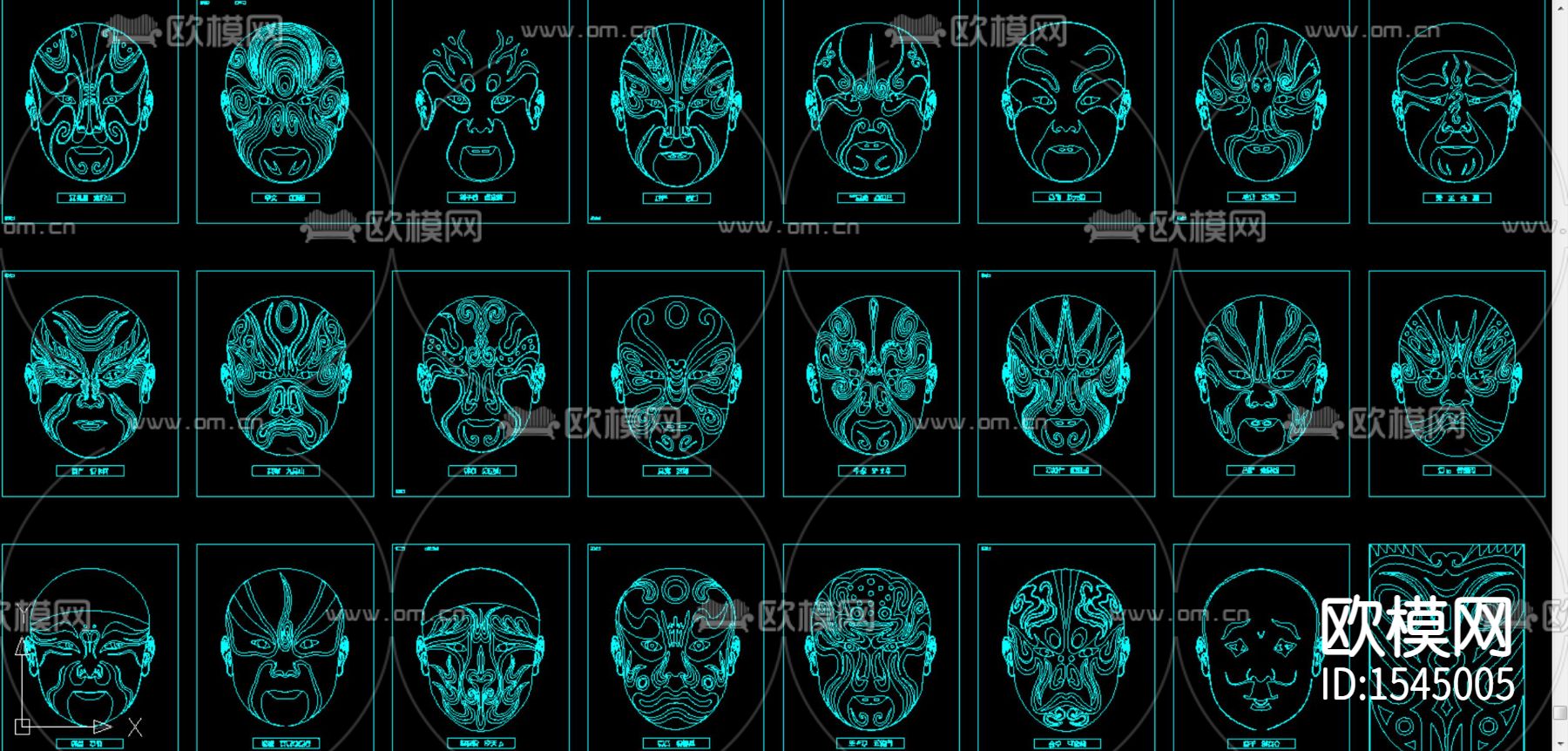 京剧脸谱cad图库下载（渲染图2）