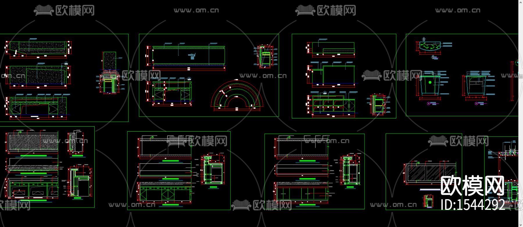 吧台服务台cad大样下载（渲染图4）