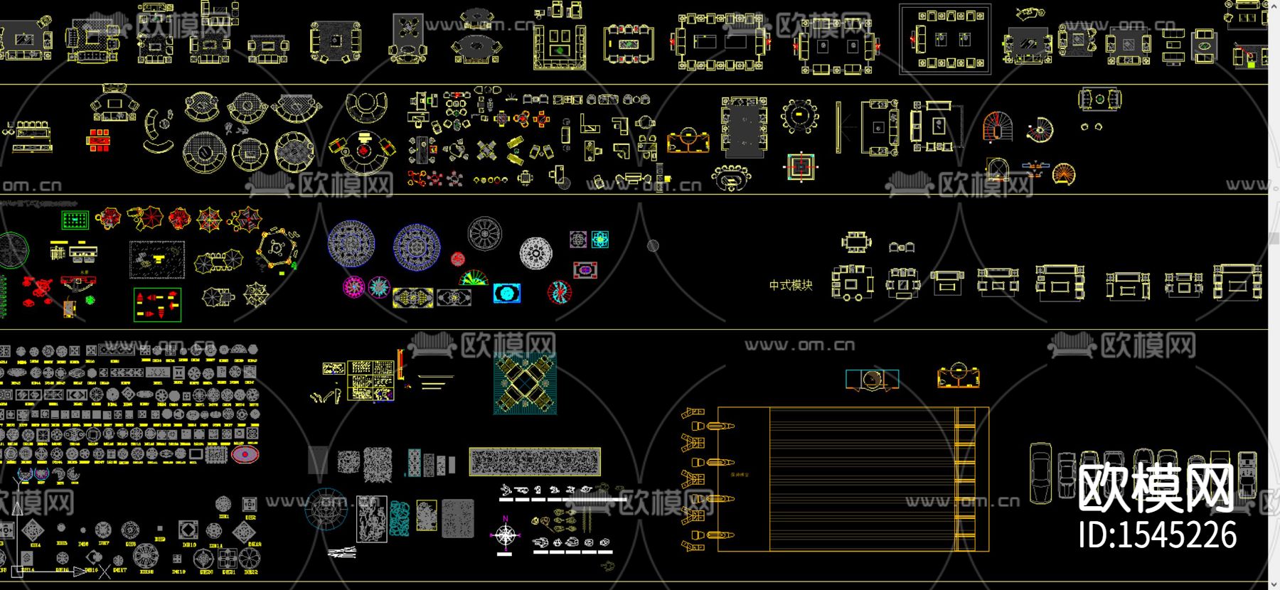 室内平面图块cad图库下载（渲染图3）