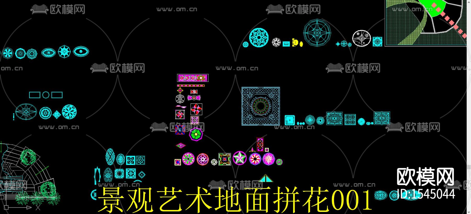 景观艺术地面拼花cad图库下载（渲染图1）