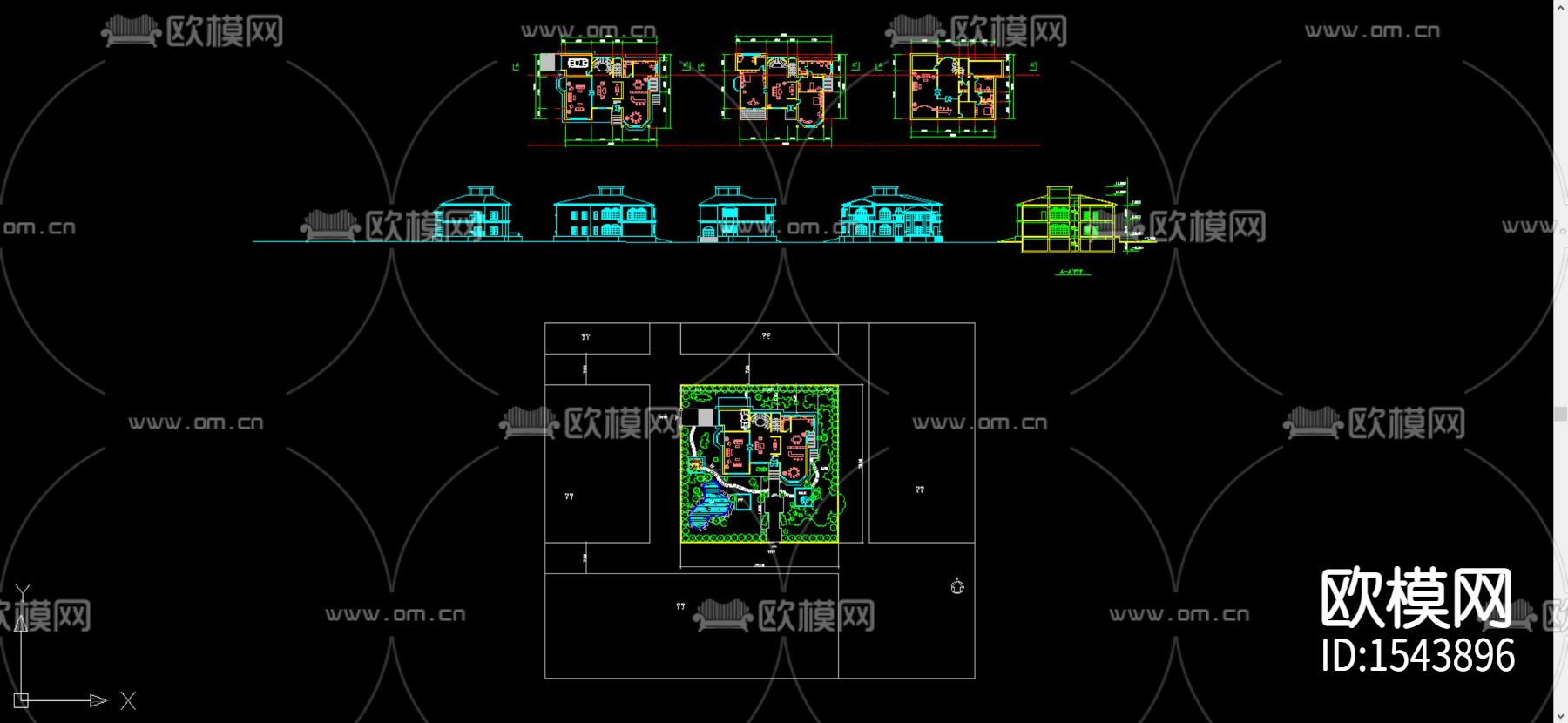 别墅建筑cad施工图下载（渲染图2）
