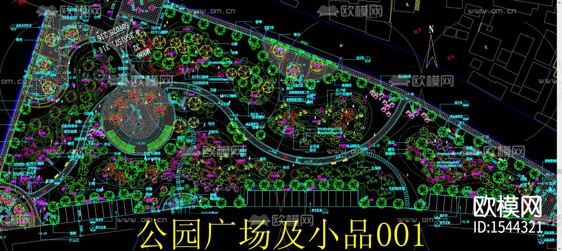 公园广场小品cad图库下载（渲染图1）