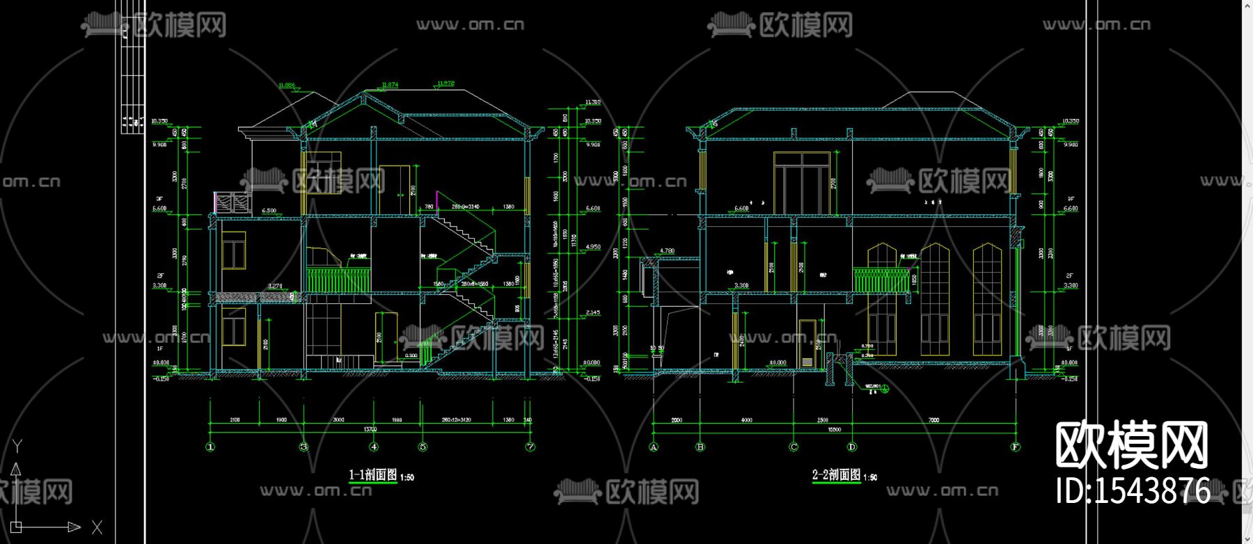 别墅建筑cad施工图下载（渲染图3）