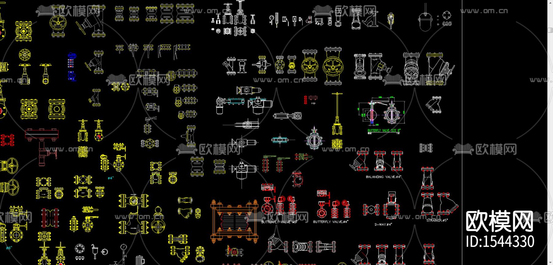 管道配件cad图库下载（渲染图1）