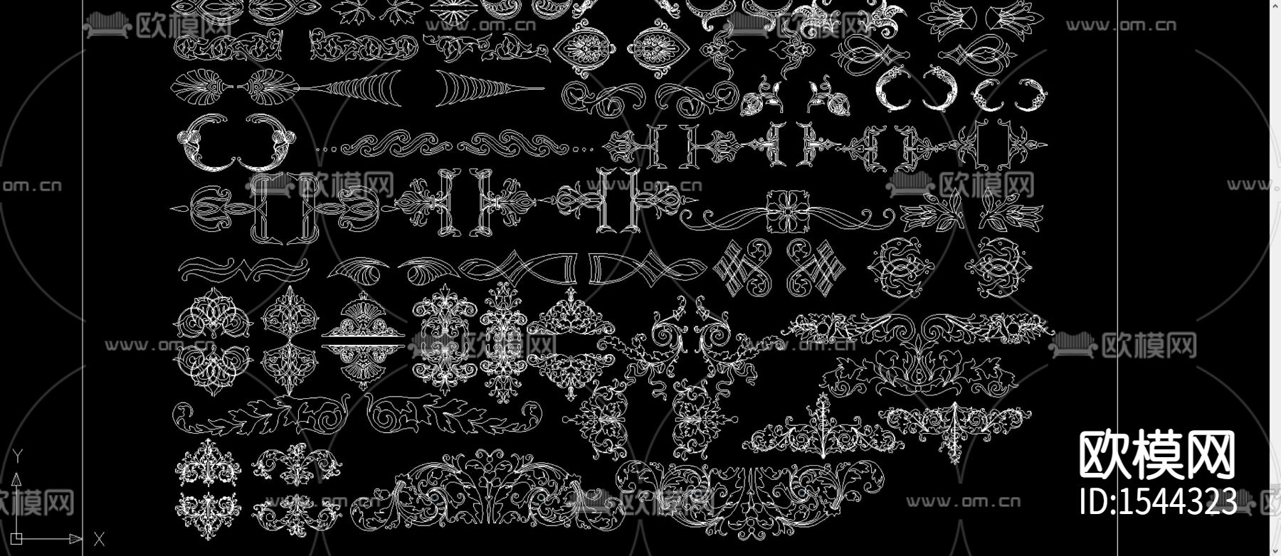 古典花纹火焰纹铁艺花纹cad图库下载（渲染图3）