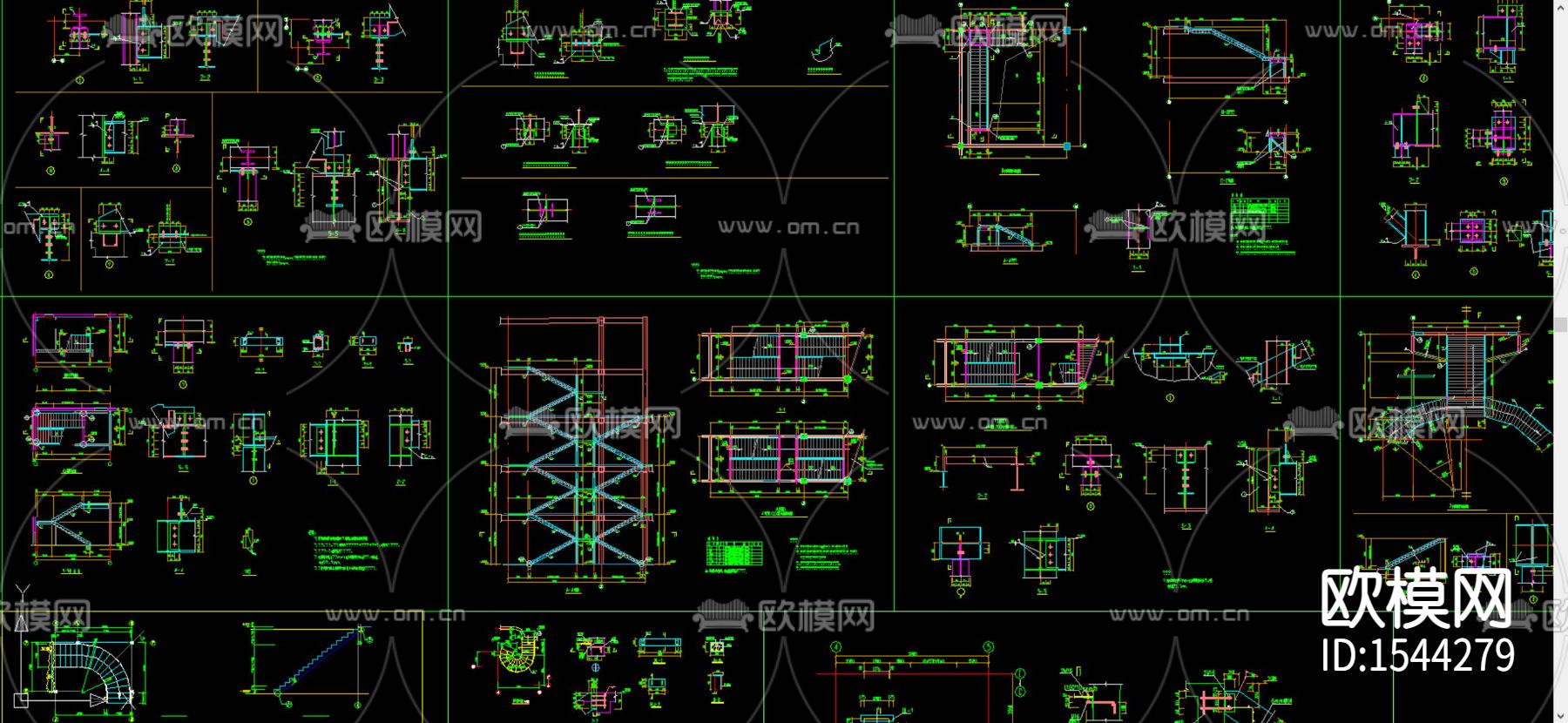 钢楼梯cad节点下载（渲染图3）
