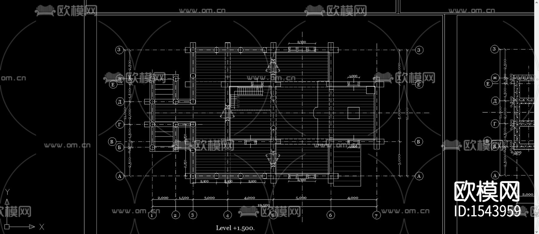城堡式住宅平立面cad图库下载（渲染图1）