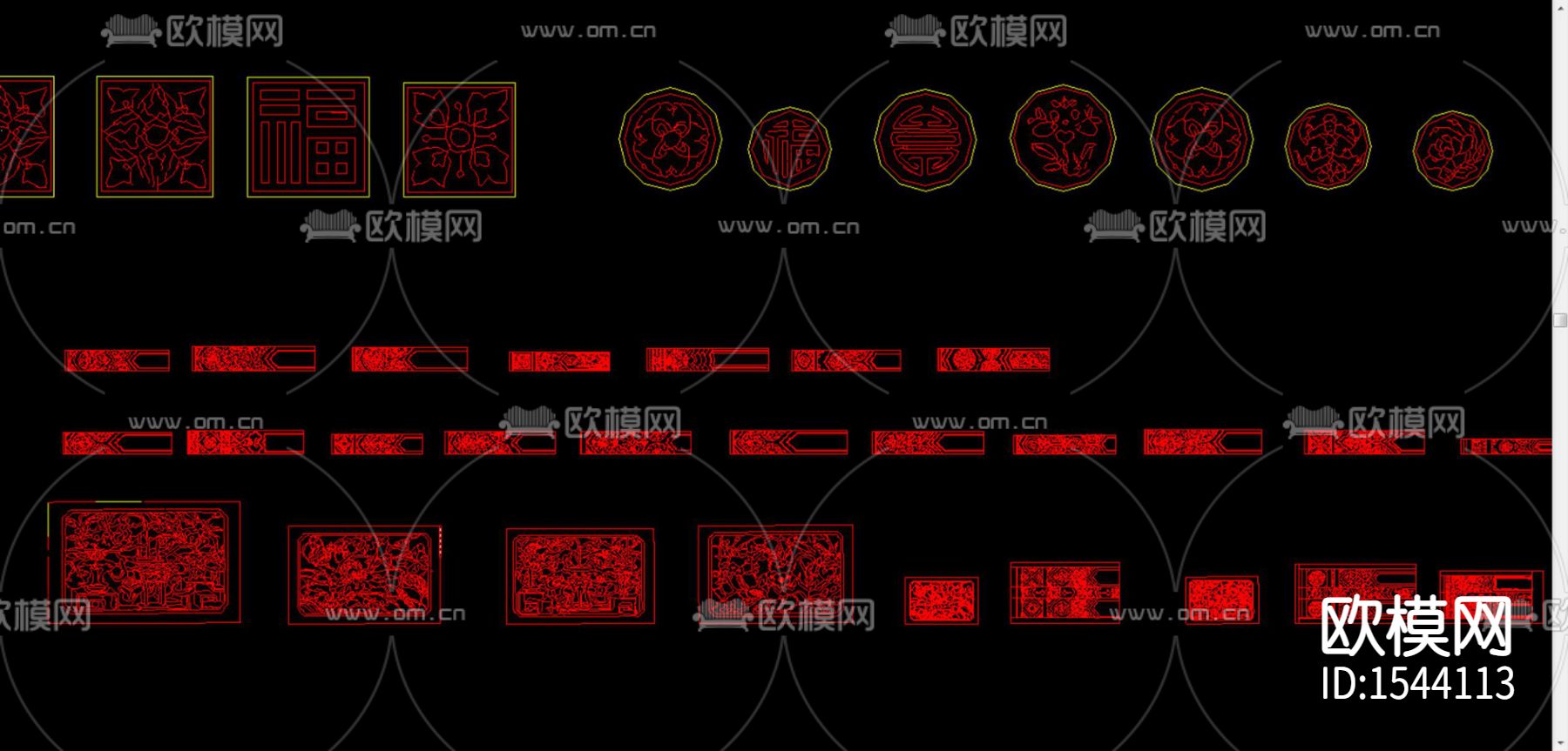 中式雕花屏风cad图库下载（渲染图5）