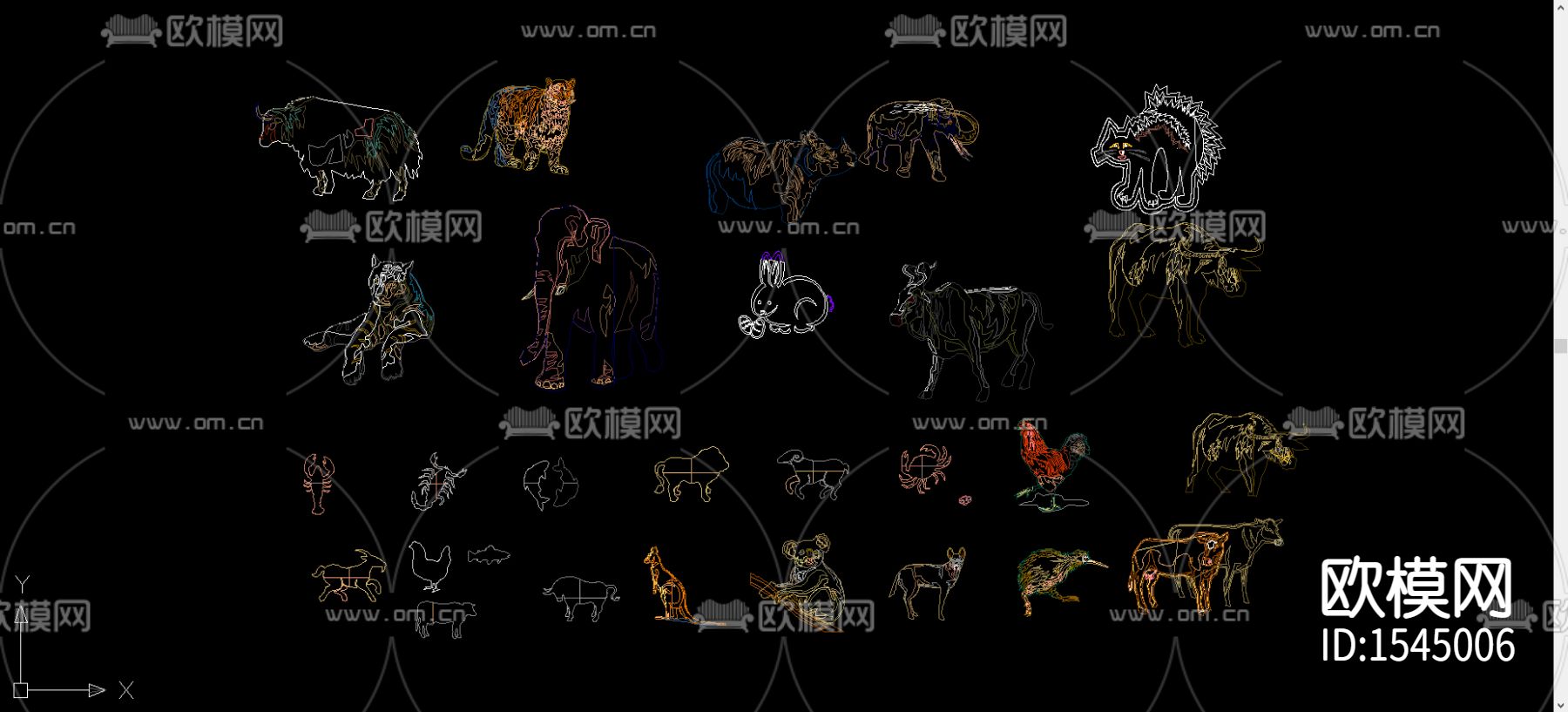 园区动物雕塑cad图库下载