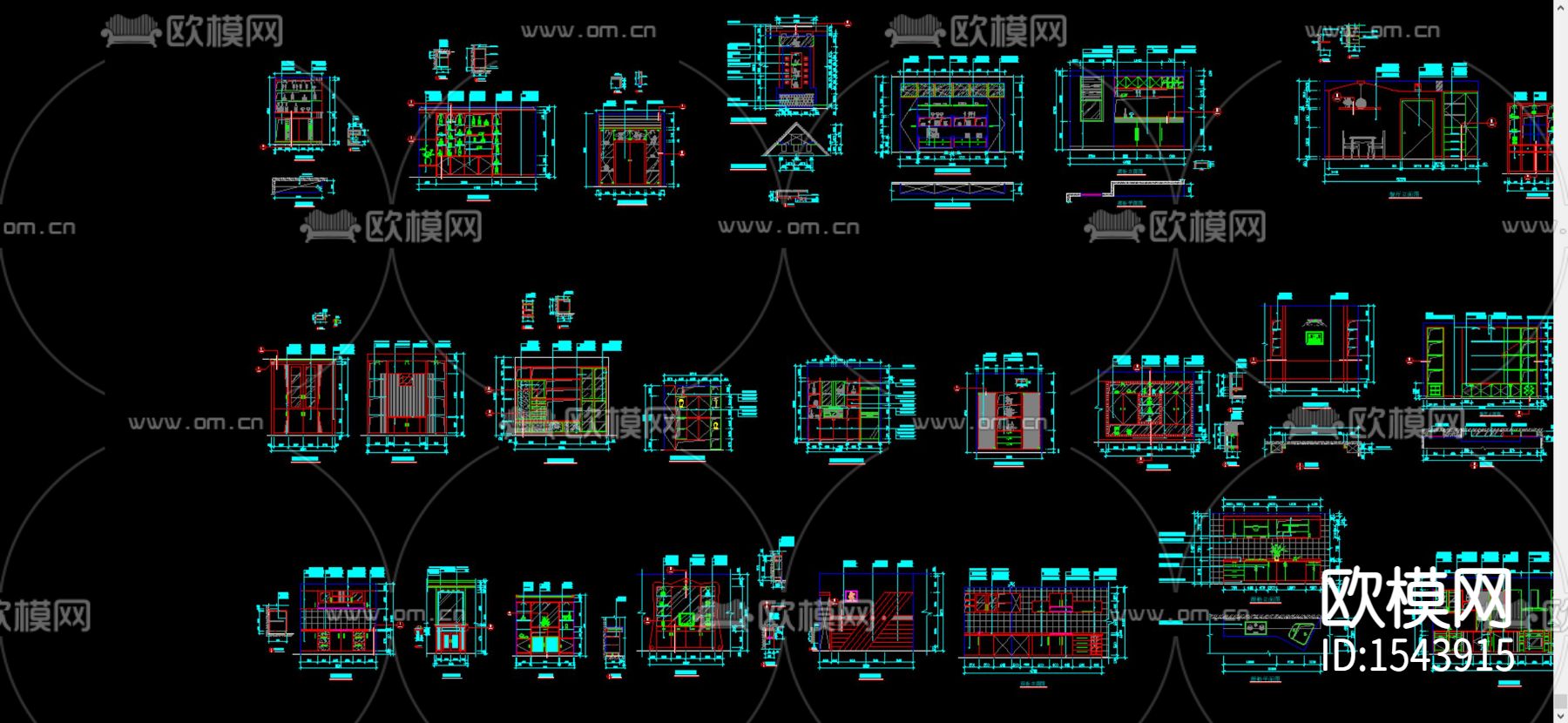 餐厅厨房cad施工图下载（渲染图2）