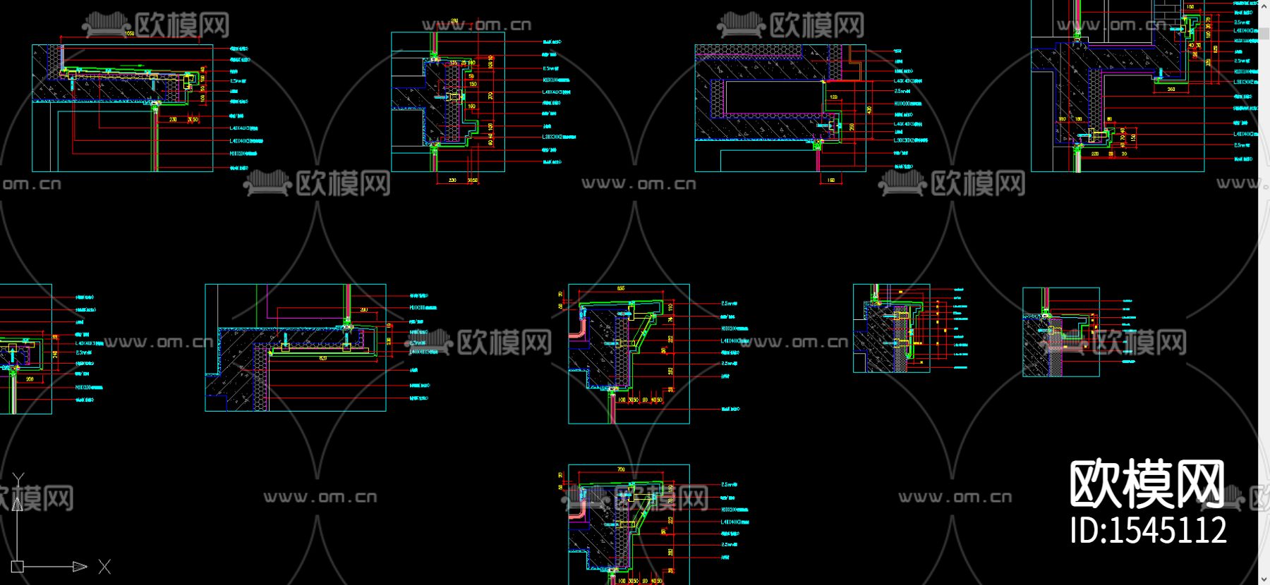 铝单板幕墙cad节点图库下载（渲染图3）