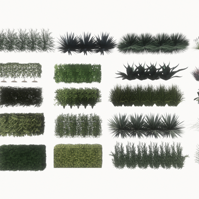  现代植物绿篱灌木地被su模型 