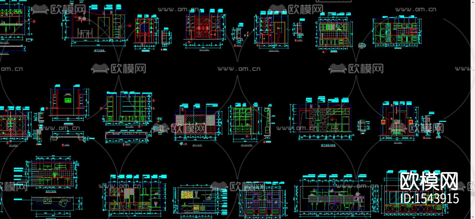 餐厅厨房cad施工图下载（渲染图3）