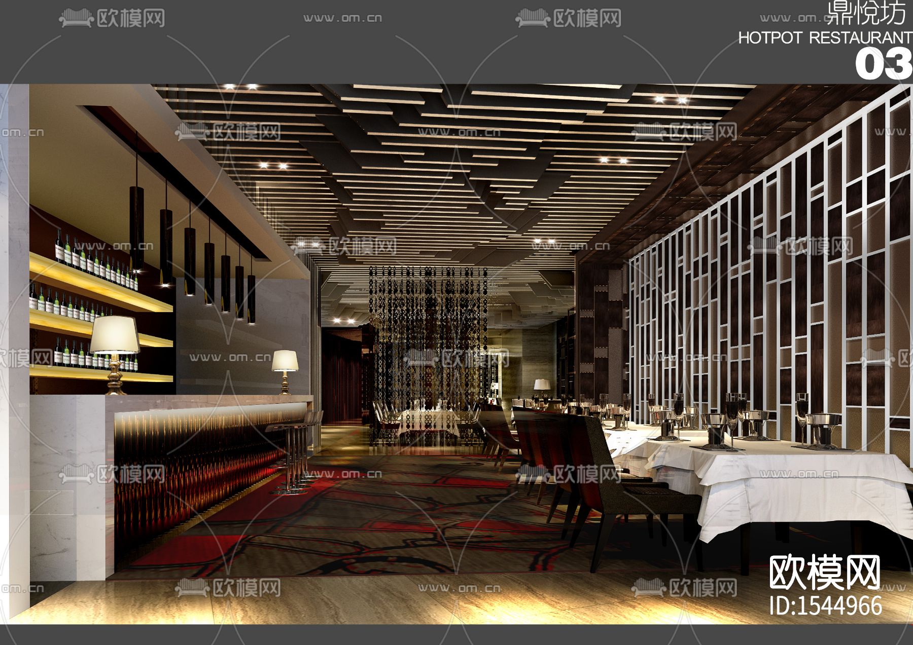 餐厅cad施工图下载（渲染图4）