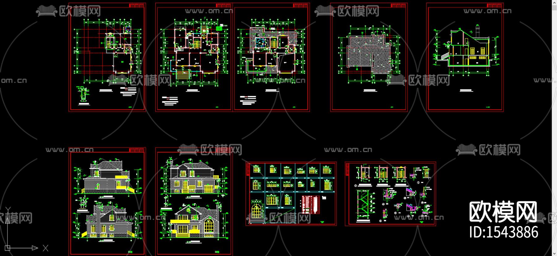别墅建筑cad施工图下载（渲染图2）