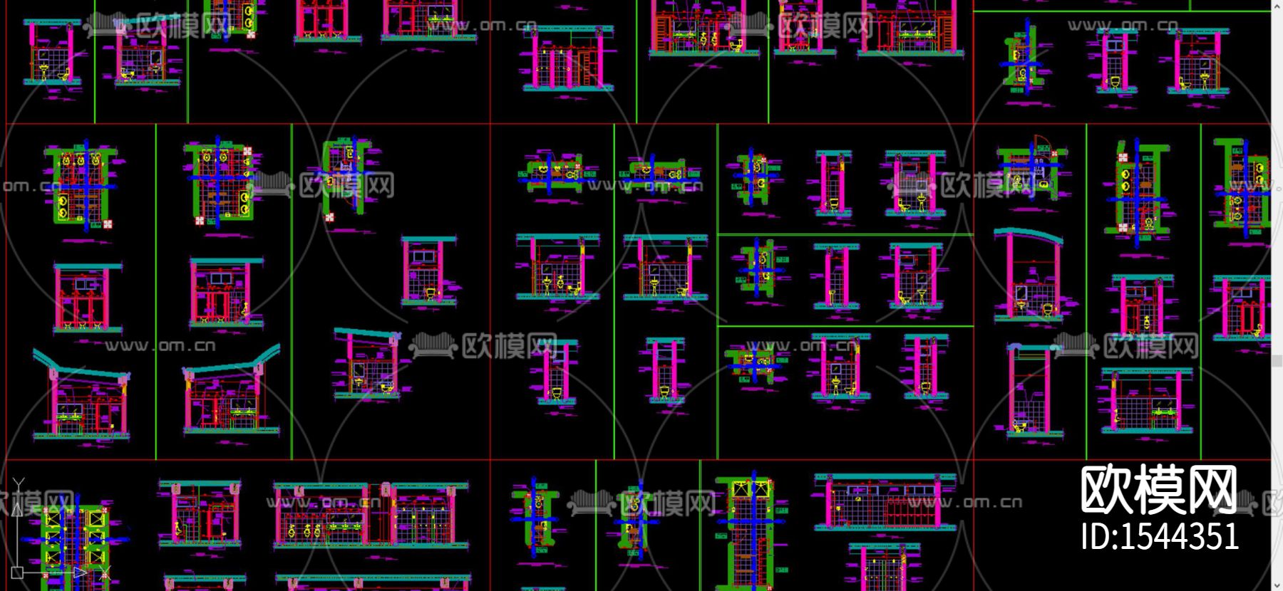 公共卫生间cad图库下载（渲染图2）