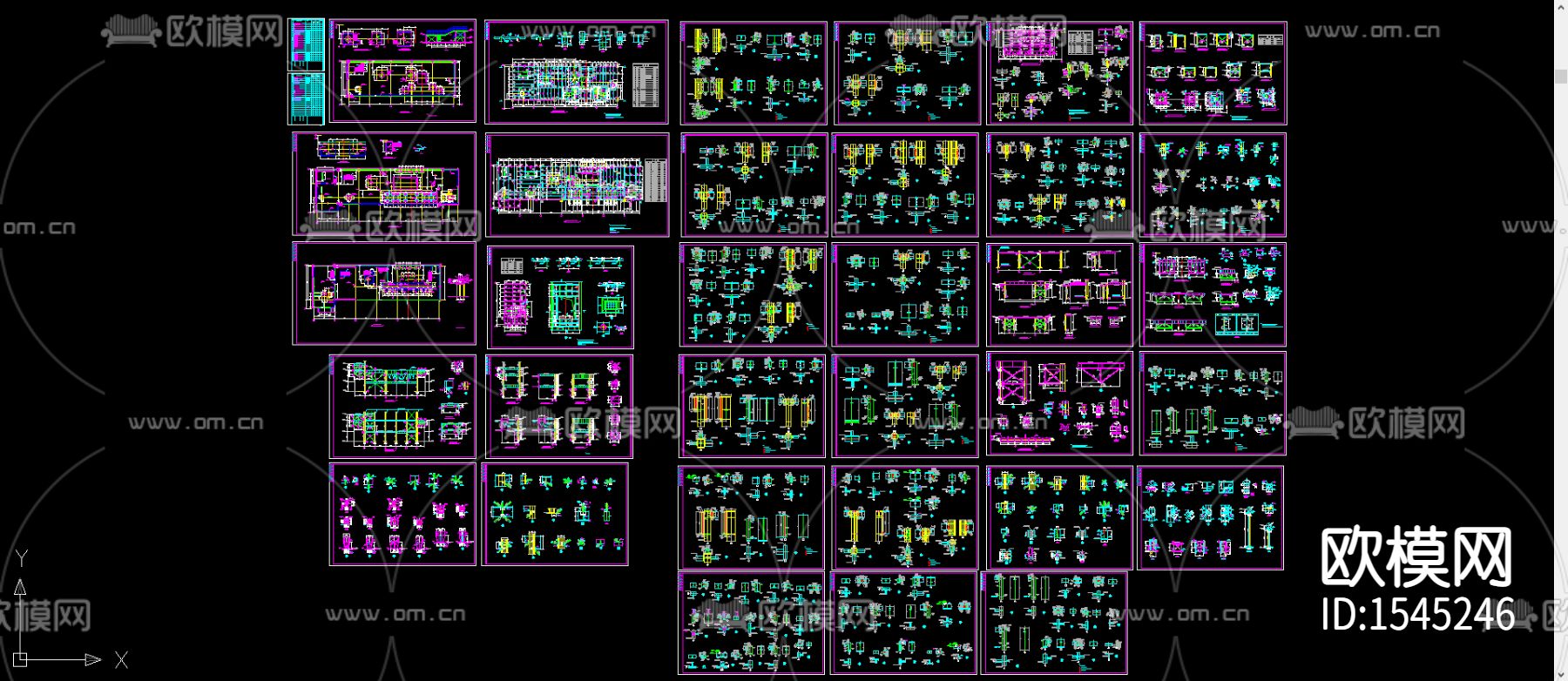 全套钢平台结构设计cad图库下载（渲染图2）