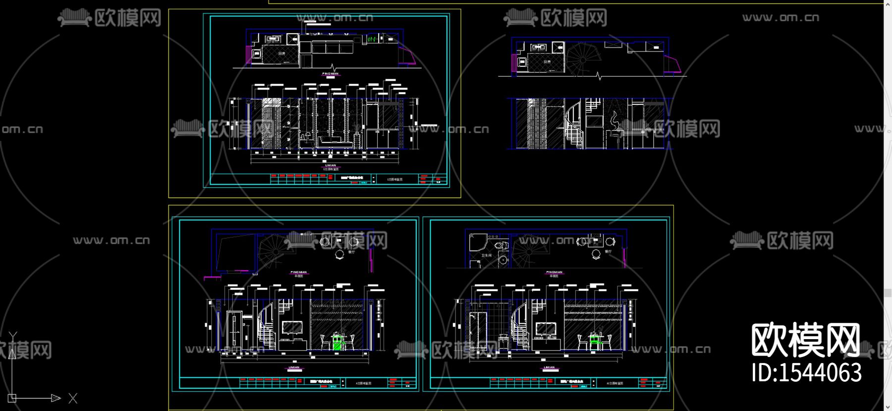 单身公寓cad施工图下载（渲染图1）