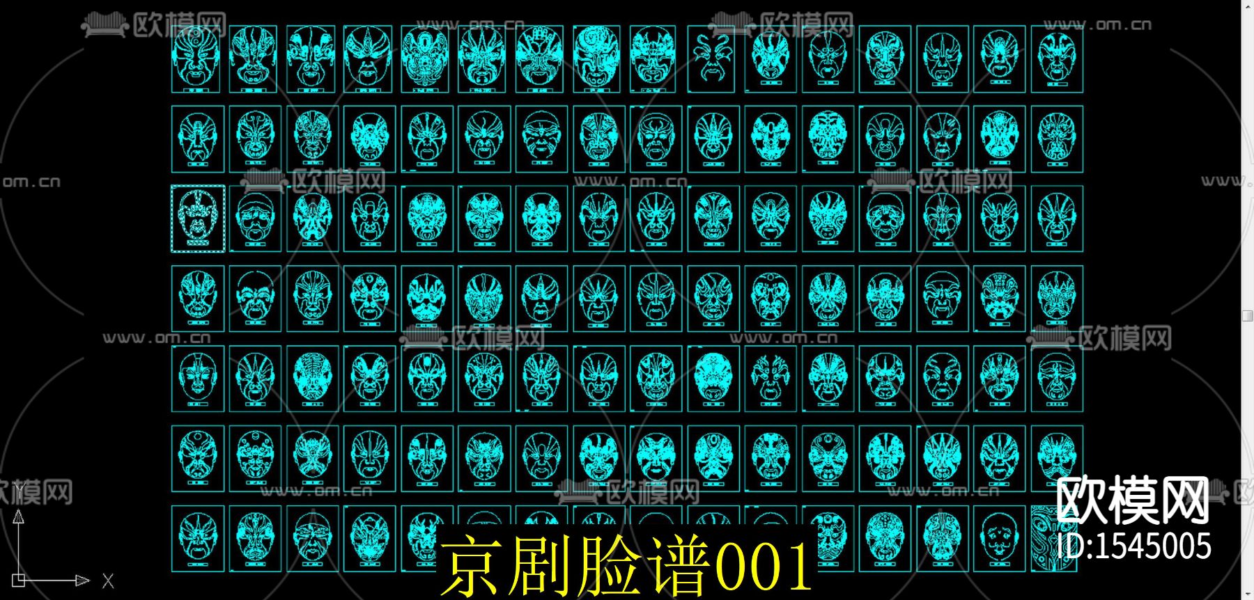 京剧脸谱cad图库下载（渲染图1）