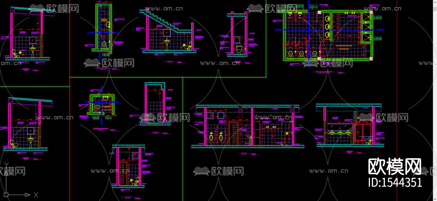 公共卫生间cad图库下载（渲染图3）