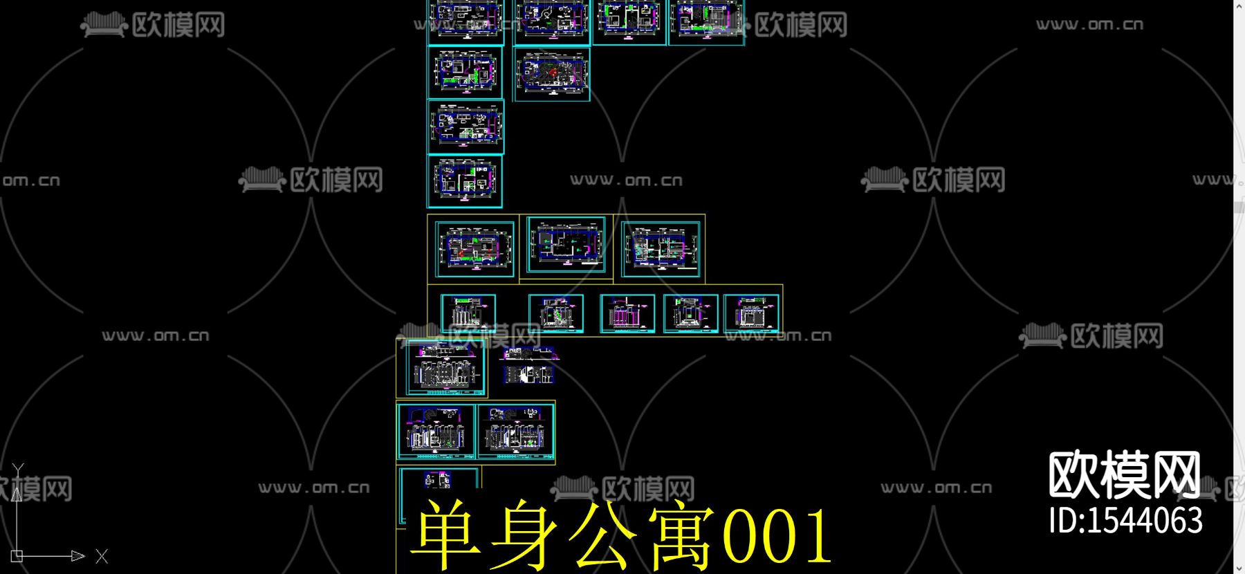 单身公寓cad施工图下载（渲染图3）