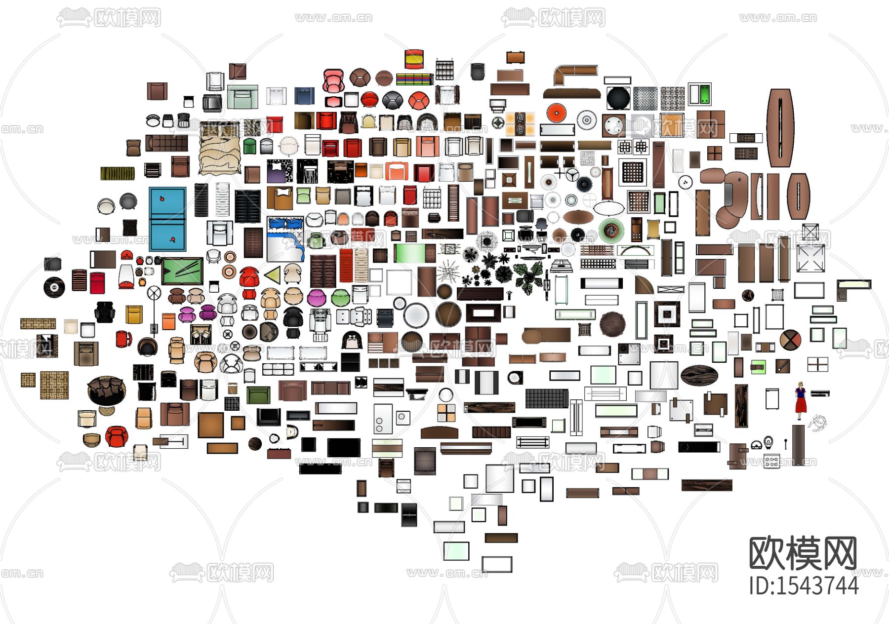 彩平家具cad图库下载（渲染图1）