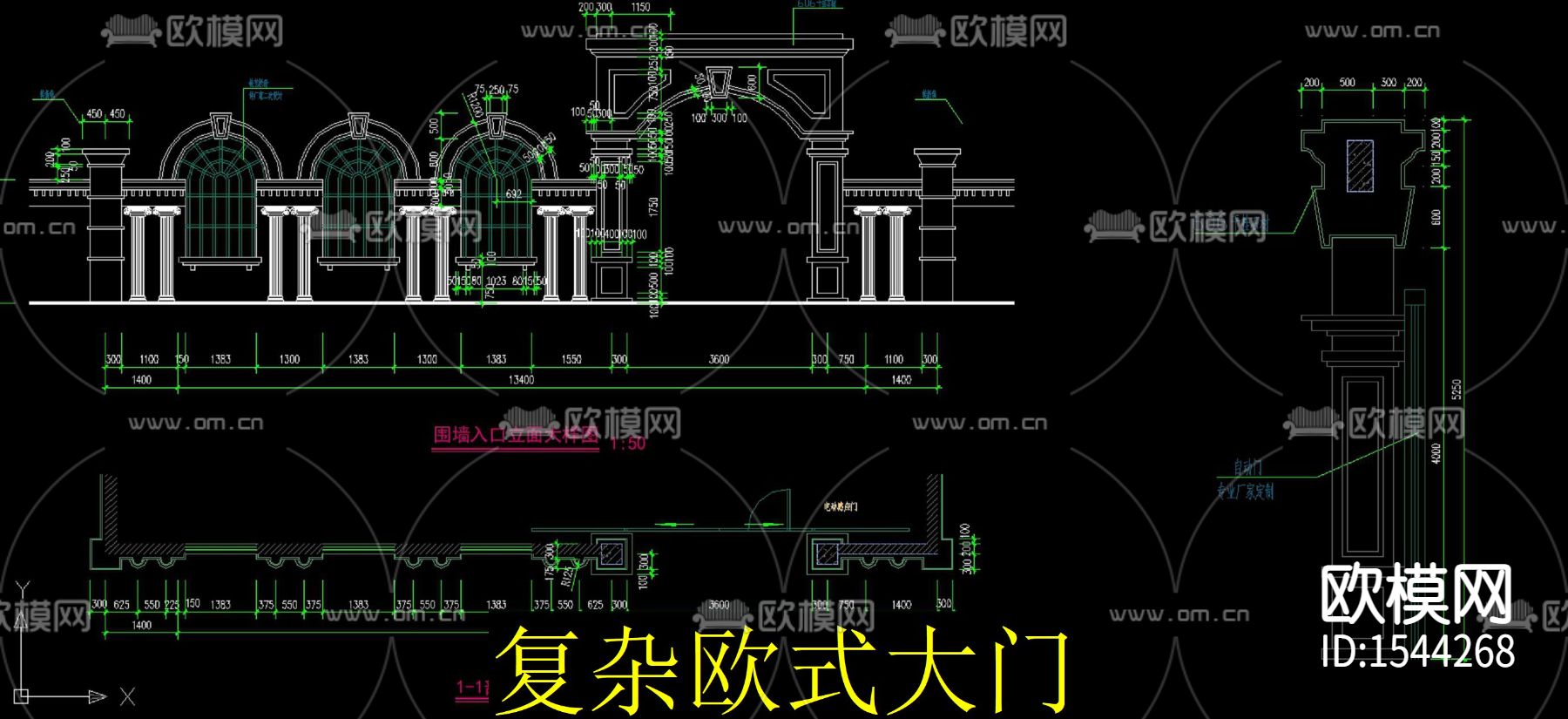 欧式大门入口cad图库下载