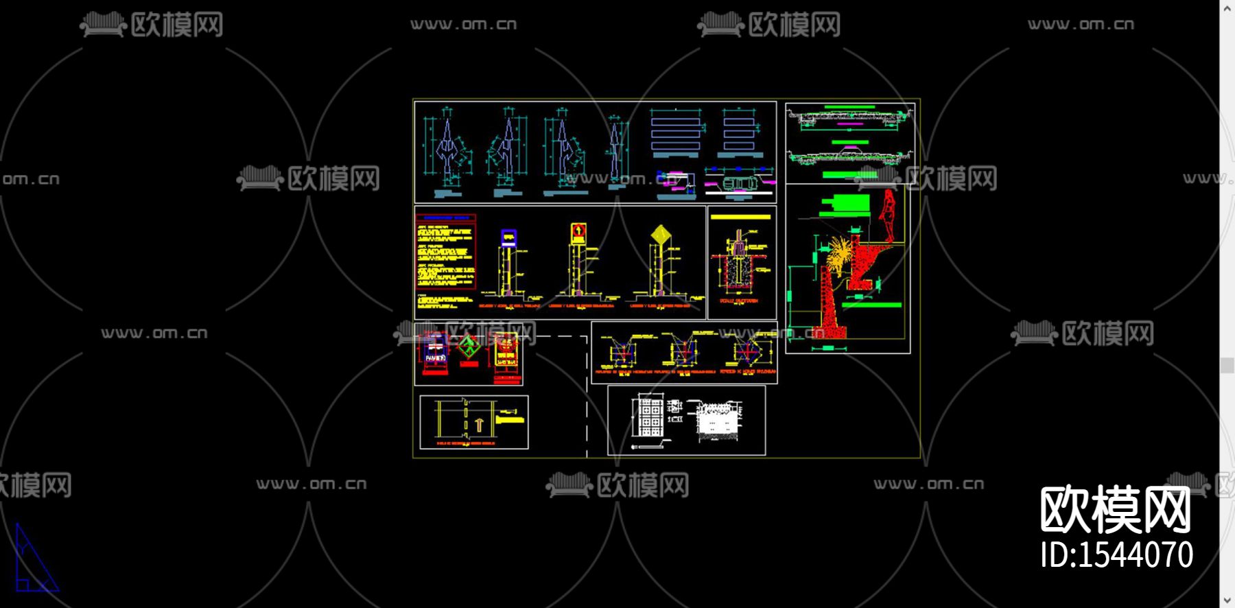 道路规划和街道规划景观cad施工图下载（渲染图4）