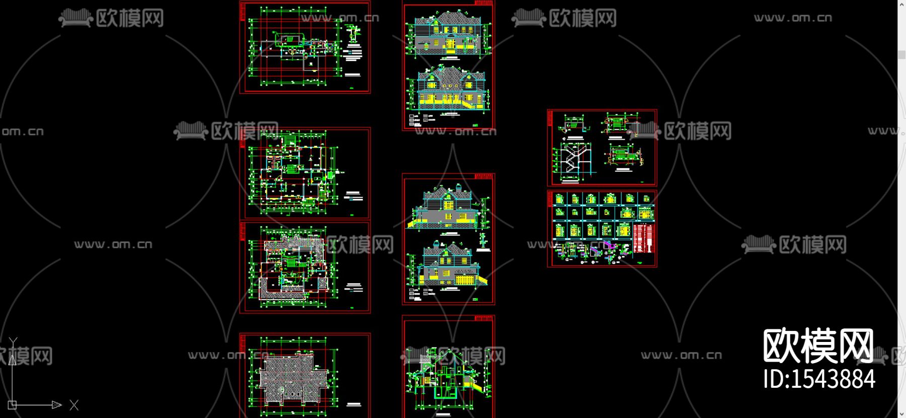 别墅建筑cad施工图下载（渲染图2）