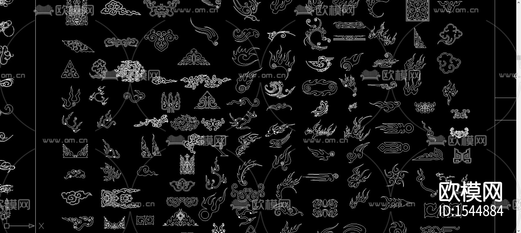 蝴蝶纹火焰纹图腾cad图库下载（渲染图4）