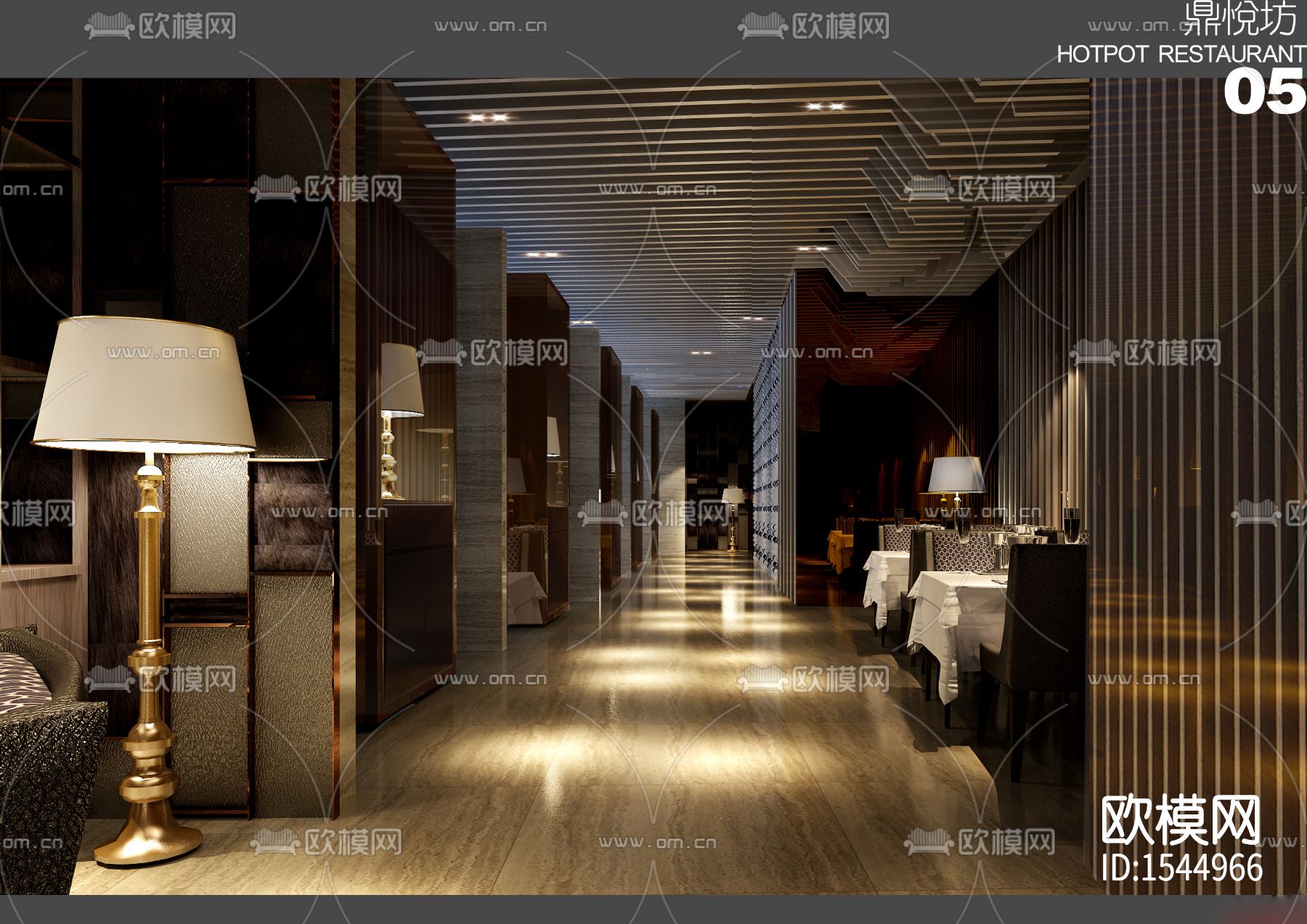 餐厅cad施工图下载（渲染图6）