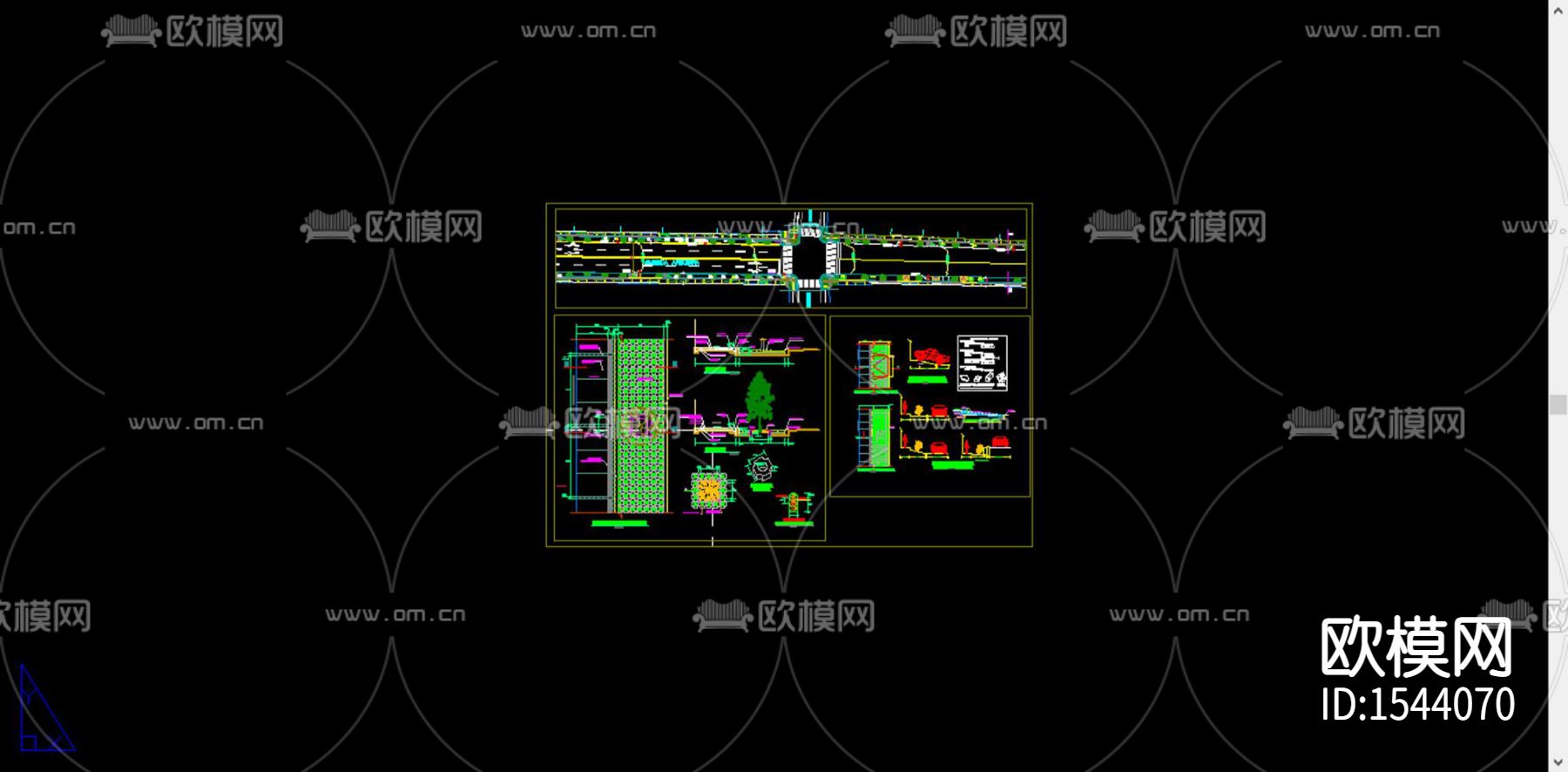 道路规划和街道规划景观cad施工图下载（渲染图2）