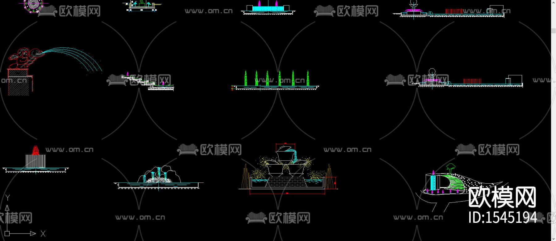 喷泉小品cad图库下载（渲染图2）