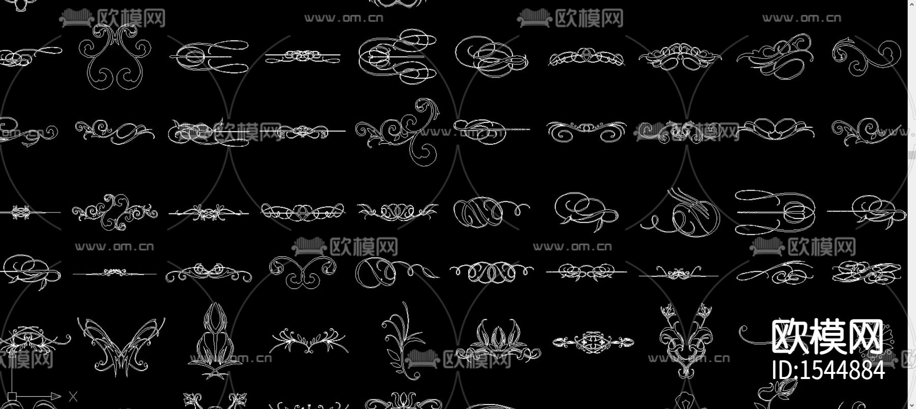 蝴蝶纹火焰纹图腾cad图库下载（渲染图3）