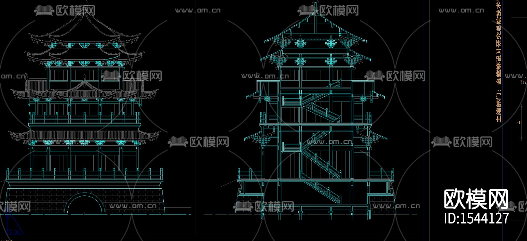 中式斗拱cad节点下载（渲染图1）