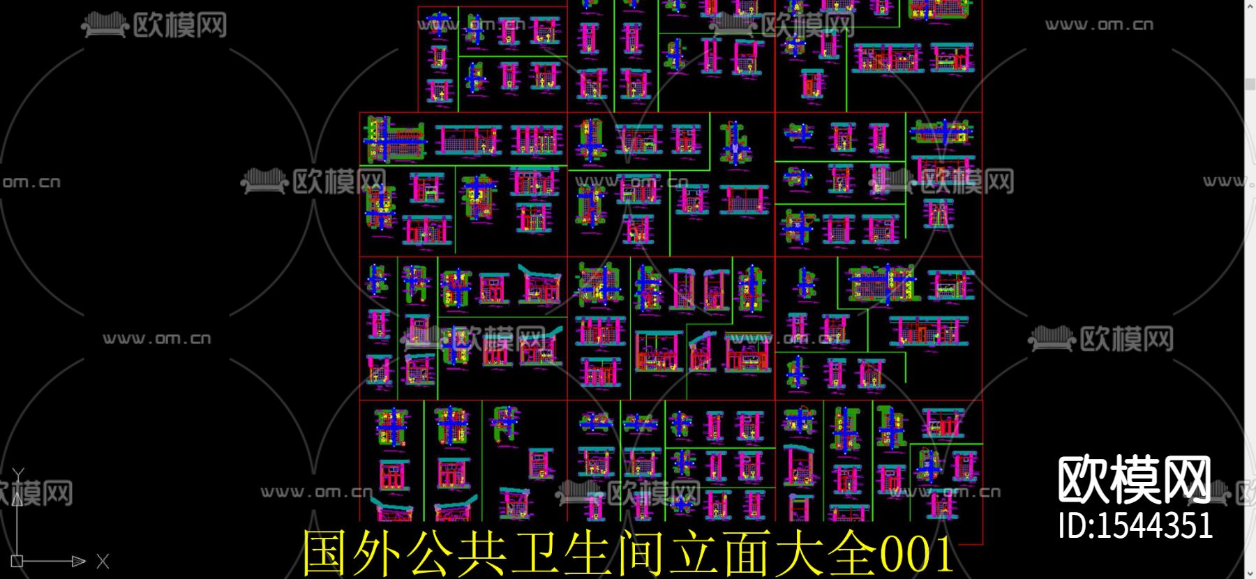 公共卫生间cad图库下载（渲染图1）