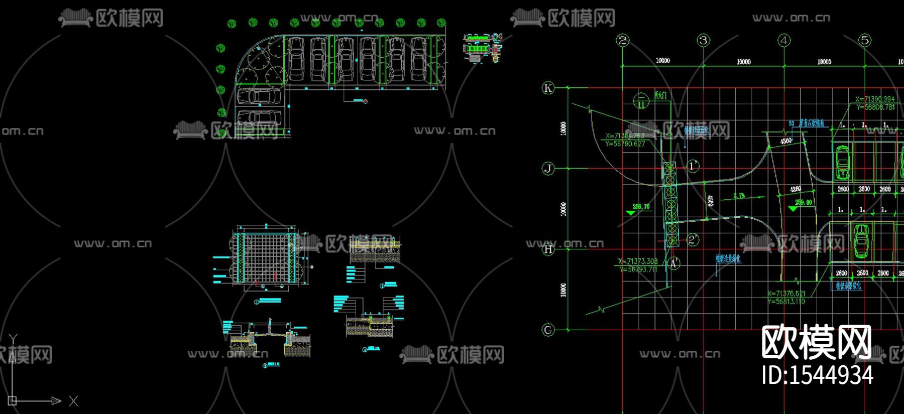 停车场平面cad大样下载（渲染图3）